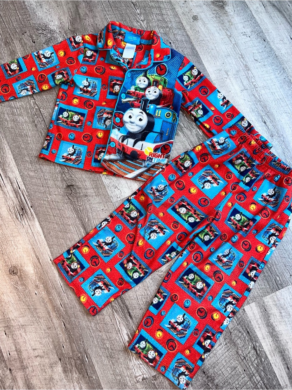 Thomas & Friends Red and Blue Kids Fleece Pajama Set - Train Graphics